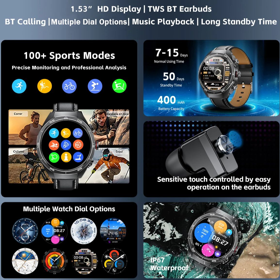 Nfc fone de ouvido relógio int - Earphone Sport Hook avaliação e preço